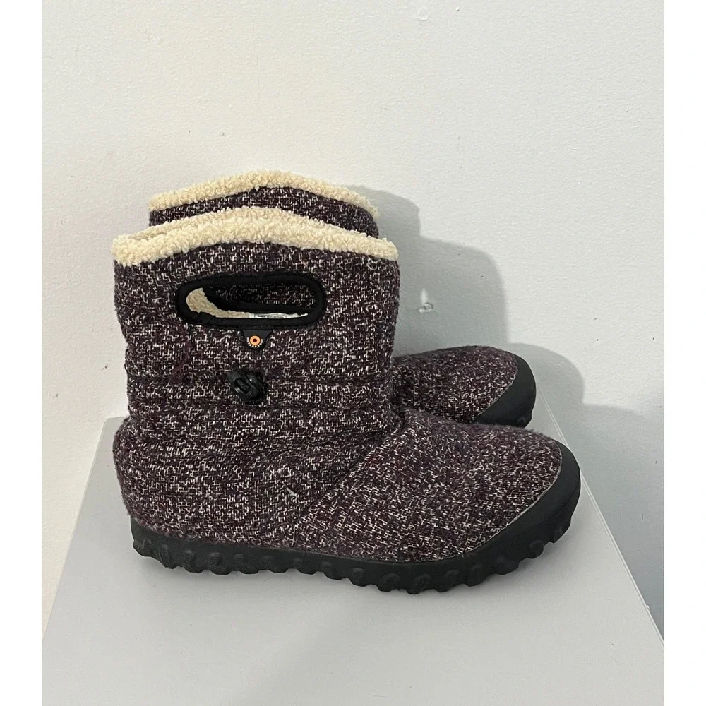 Bogs B-Moc Mid Woven Boots Womens 9 Purple Faux Fur Lined Winter Snow 72414-540
